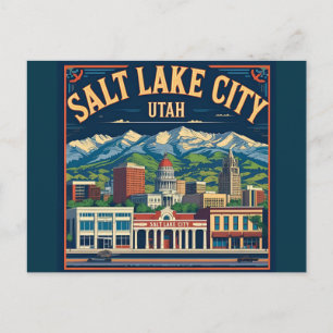 Salt Lake City Utah retro vintage Travel  Postcard