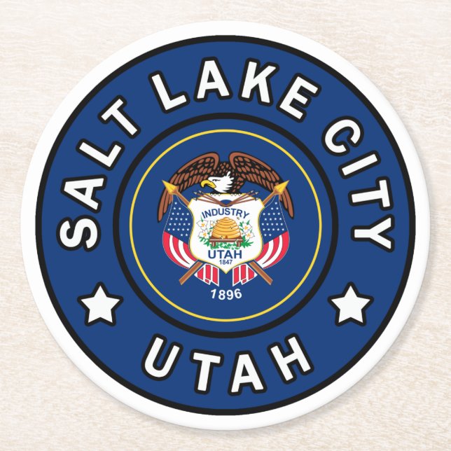 Salt Lake City Utah Round Paper Coaster (Front)