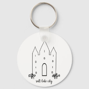 salt lake city utah temple simple modern key ring