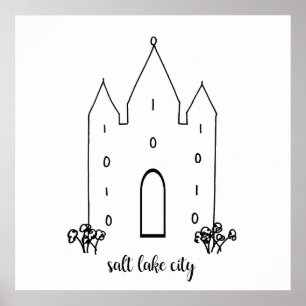 salt lake city utah temple simple modern poster
