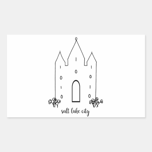 salt lake city utah temple simple modern rectangular sticker (Front)