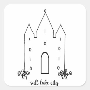 salt lake city utah temple simple modern square sticker