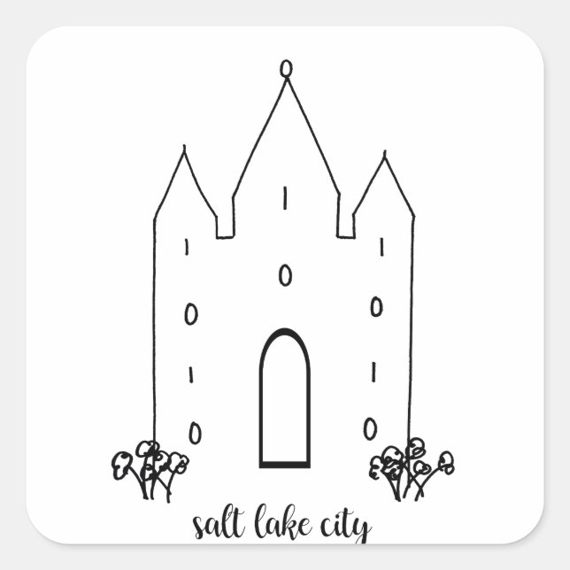 salt lake city utah temple simple modern square sticker (Front)