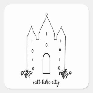 salt lake city utah temple simple modern square sticker