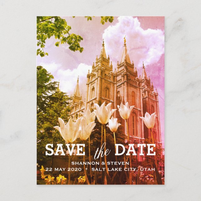 Salt Lake City, Utah Temple Wedding Save the Date Announcement Postcard (Front)