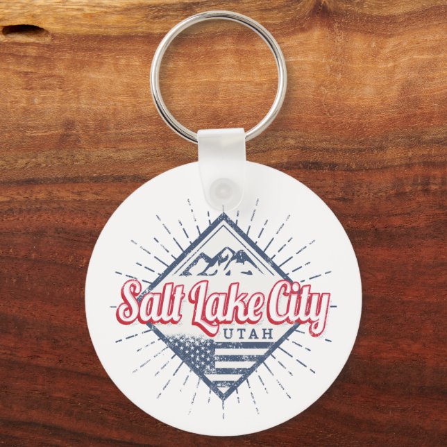 Salt Lake City Utah United States Mountains USA Key Ring (Front)