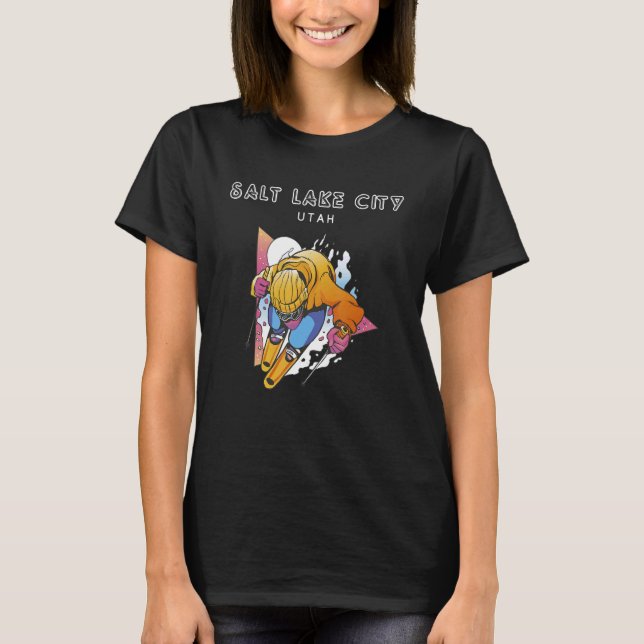Salt Lake City Utah USA Retro Ski T-Shirt (Front)