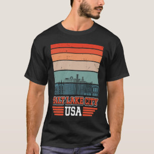 Salt Lake City Utah USA Retro Vintage Sunset Skyli T-Shirt