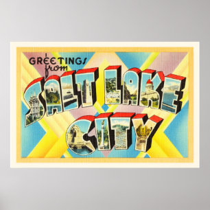 Salt Lake City Utah UT Old Vintage Travel Souvenir Poster