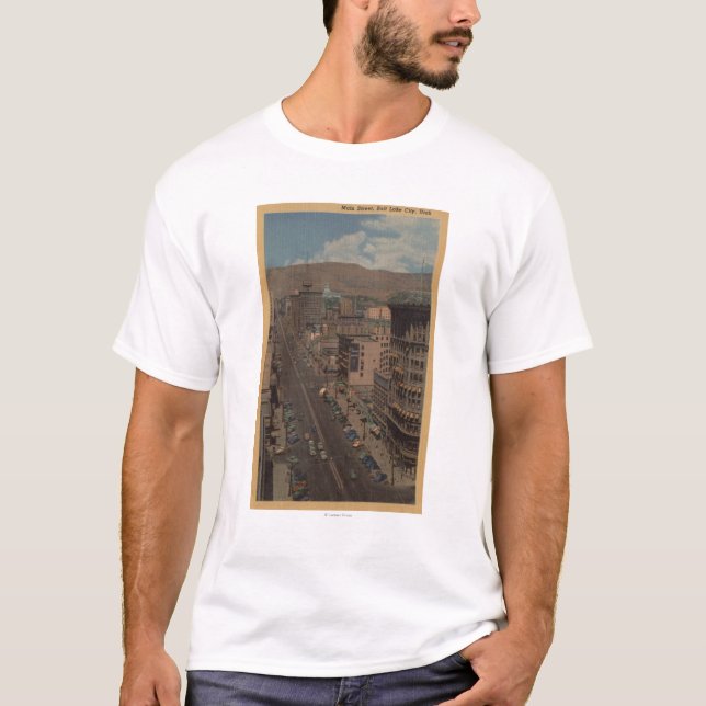 Salt Lake City, Utah - View of Main St. T-Shirt (Front)