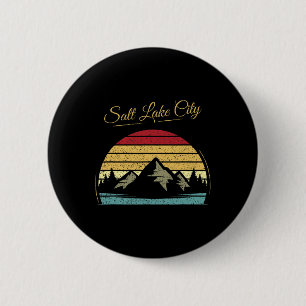 Salt Lake City Utah - Vintage Hiking Outdoors Natu 6 Cm Round Badge