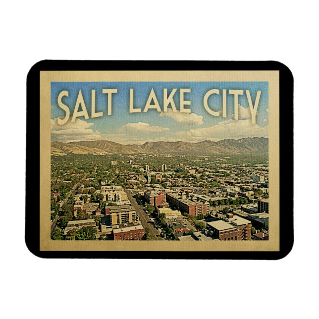 Salt Lake City Utah Vintage Travel Magnet (Horizontal)