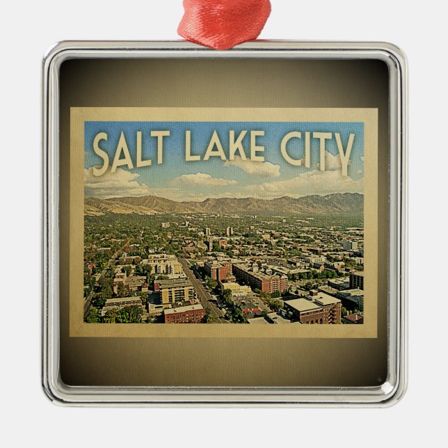 Salt Lake City Utah Vintage Travel Ornament (Front)