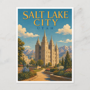 Salt Lake City Utah Watercolor GeoSaga Postcard
