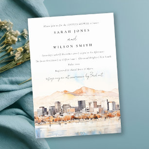 Salt Lake City Utah Watercolor Scape Bridal Shower Invitation