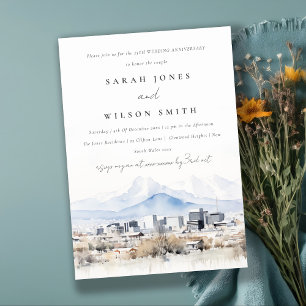 Salt Lake City Utah Watercolor Wedding Anniversary Invitation