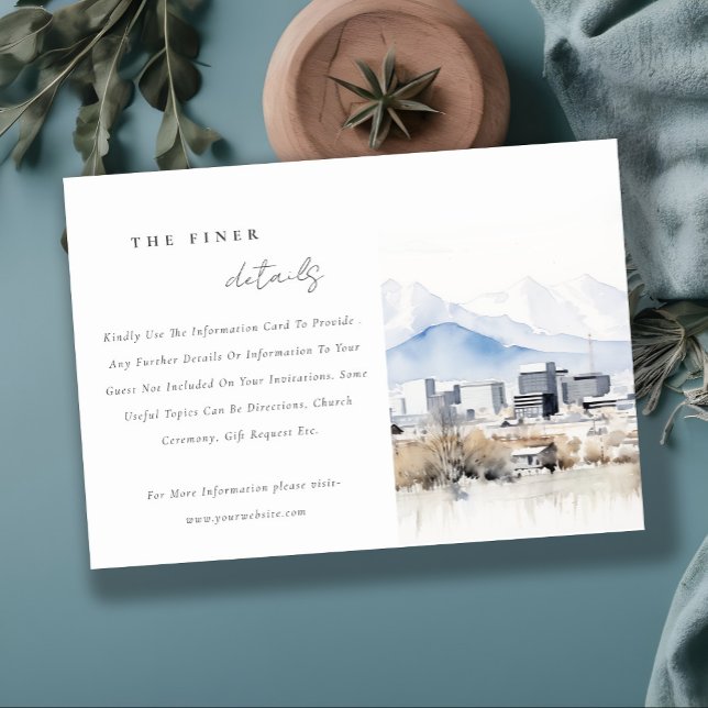 Salt Lake City Utah Watercolor Wedding Detail Enclosure Card (Creator Uploaded)