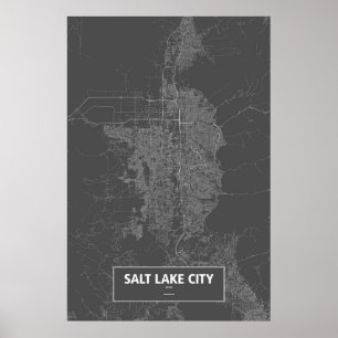 Salt Lake City, Utah (white on black) Poster