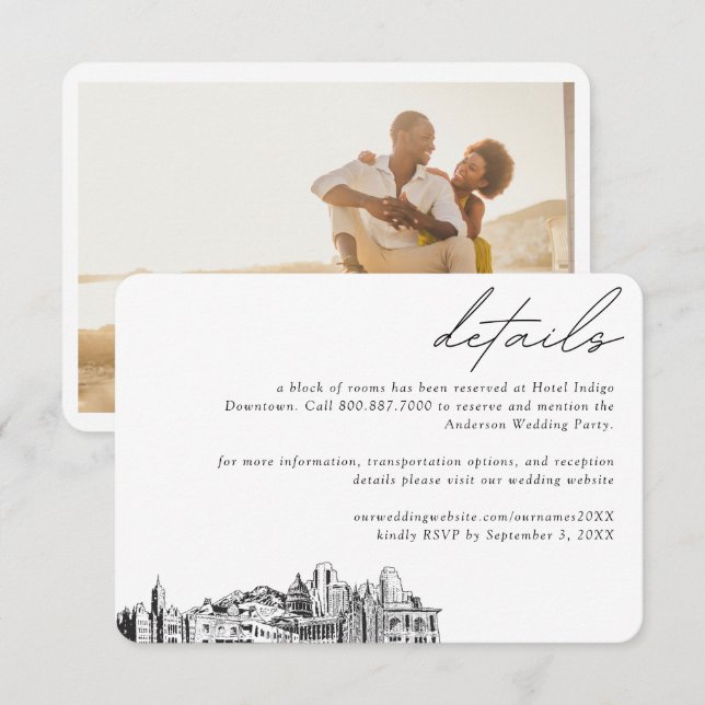 Salt Lake City Wedding Hotel Room Block Details Enclosure Card (Front/Back)