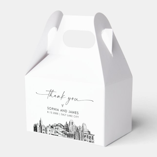 Salt Lake City Wedding Personalised Favour Box (Front Side)