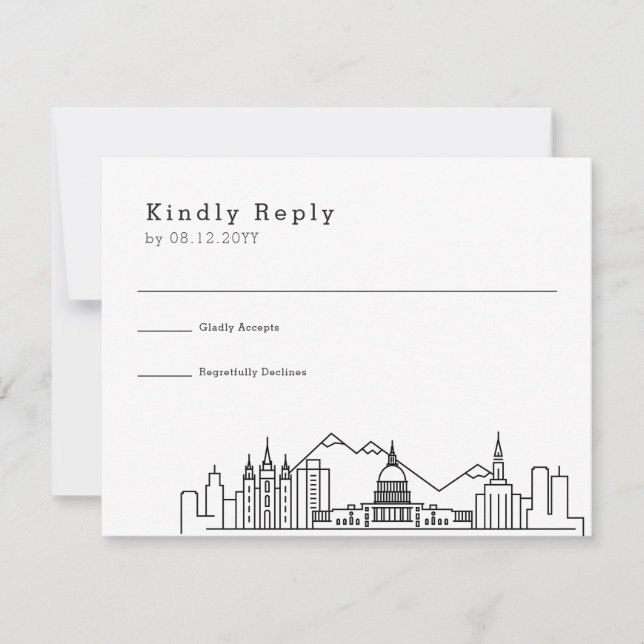 Salt Lake City Wedding | Stylised Skyline RSVP (Front)