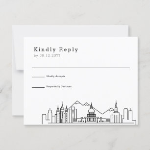 Salt Lake City Wedding Stylised Skyline RSVP Card