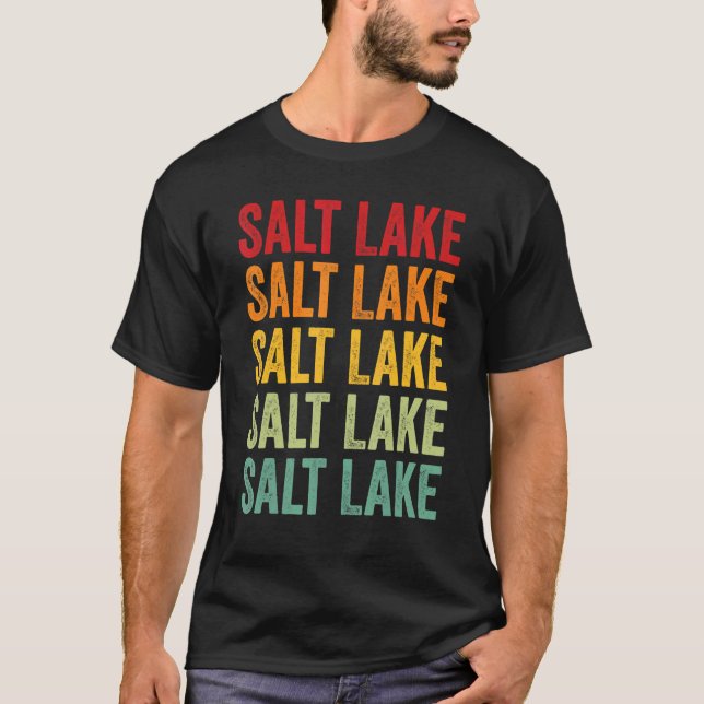 Salt Lake County Utah Rainbow Text Design T-Shirt (Front)