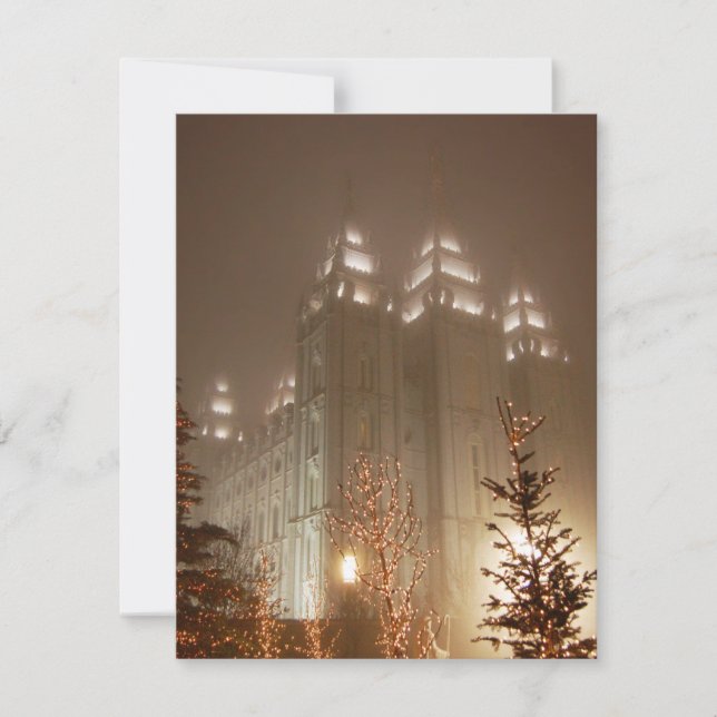 Salt Lake Temple at Christmas Thank You Card (Front)