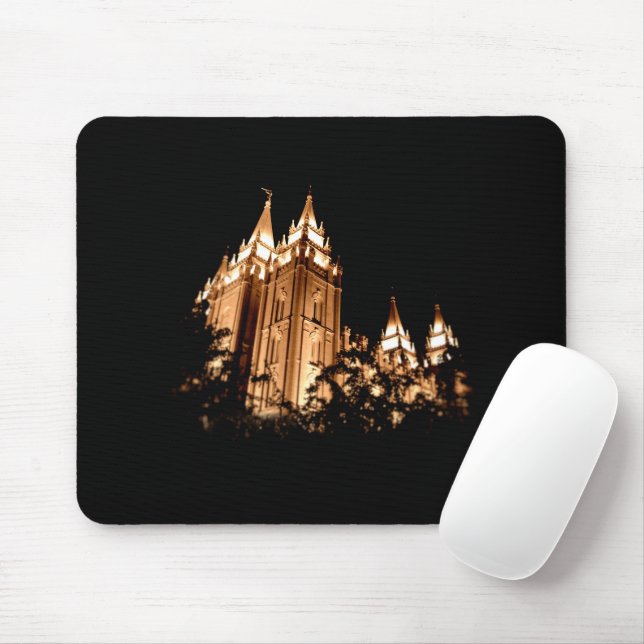 Salt Lake Temple at Night Mouse Mat (With Mouse)