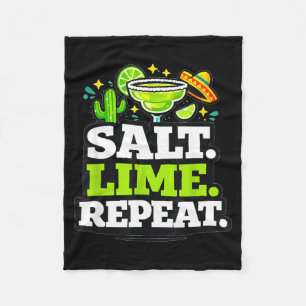 Salt lime repeat margarita drinking party saying fleece blanket