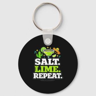Salt lime repeat margarita drinking party saying key ring