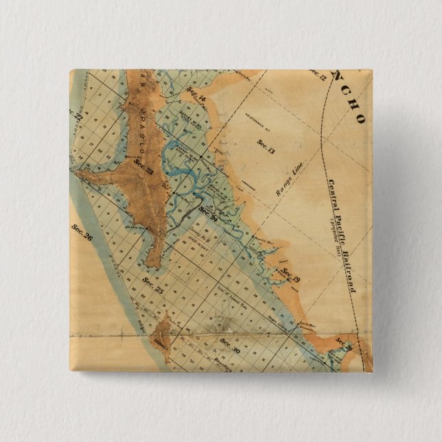 Salt marsh and tide lands map 15 cm square badge (Front)