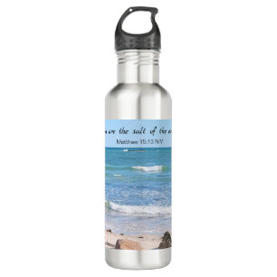 Salt of the Earth Photo of Ocean Bible Verse 710 Ml Water Bottle