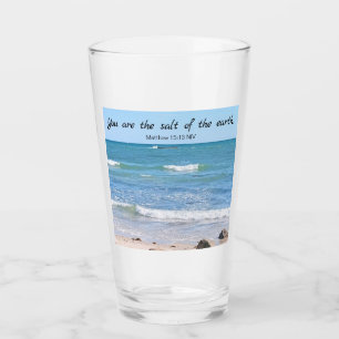 Salt of the Earth Photo of Ocean Bible Verse Glass