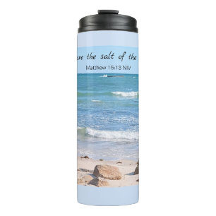 Salt of the Earth Photo of Ocean Bible Verse Thermal Tumbler