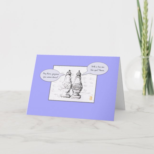 Salt & Pepper on Periwinkle Flirty Romantic Card (Front)