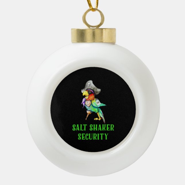 Salt shaker security ceramic ball christmas ornament (Front)