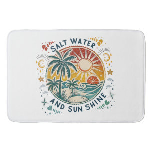Salt Water and Sun Shine Vintage Tropical Beach Bath Mat