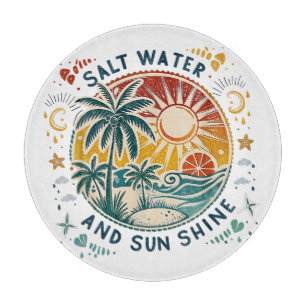 Salt Water and Sun Shine Vintage Tropical Beach Cutting Board