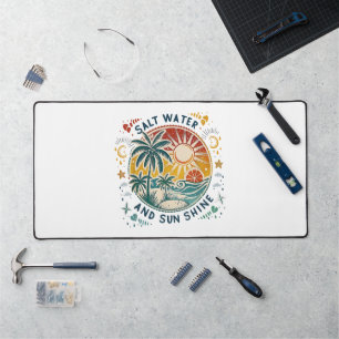 Salt Water and Sun Shine Vintage Tropical Beach Desk Mat