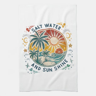 Salt Water and Sun Shine Vintage Tropical Beach Tea Towel