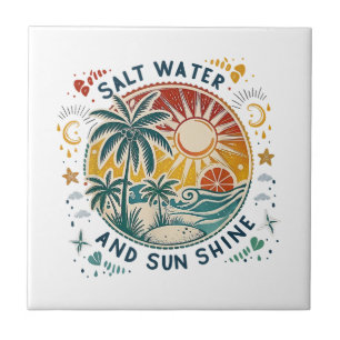 Salt Water and Sun Shine Vintage Tropical Beach Tile