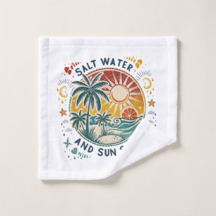 Salt Water and Sun Shine Vintage Tropical Beach Wash Cloth