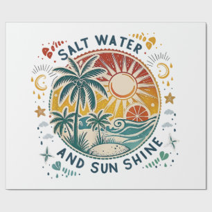 Salt Water and Sun Shine Vintage Tropical Beach Wrapping Paper