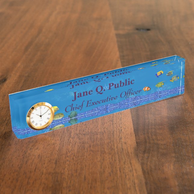 Salt Water Aquarium Desk Nameplate (Side)