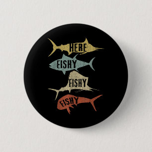 Salt Water Fishing Gift Ideas Funny Vintage Here F 6 Cm Round Badge