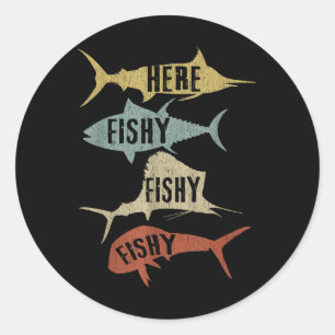 Salt Water Fishing Gift Ideas Funny Vintage Here F Classic Round Sticker