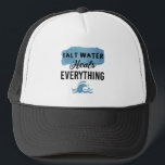 Salt Water Heals Everything Beach Lovers Gift Trucker Hat<br><div class="desc">Salt Water Heals Everything Beach Lovers Gift Blue Sea Waves Ocean Quotes Summer Vacation 
Funny Shirt For Womens Men And Kids</div>