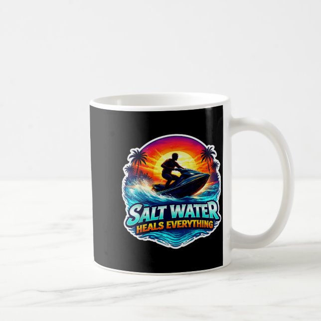 Salt water heals everything jetski jet ski scooter coffee mug (Right)