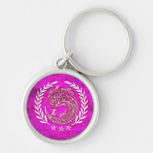 Salt water soothes the soul surf art on pink base. key ring